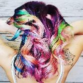 Girl with multi-colored hair